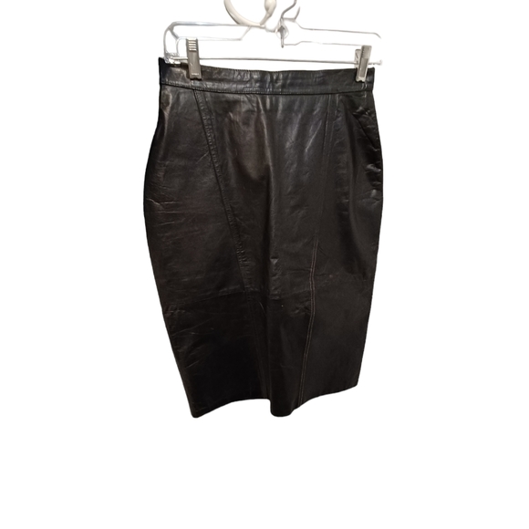 Arlando black leather knee high skirt size 8 - Picture 1 of 10